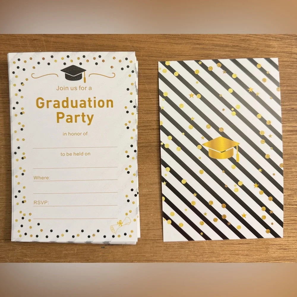 Graduation Party Invitations - Gold and Black